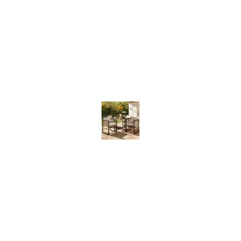 Ensemble canapé de jardin 4 places tressé à la main, structure en fer résistante, coussins beige, table en verre de sécurité + 4 chaises, résistant aux intempéries (1/4)