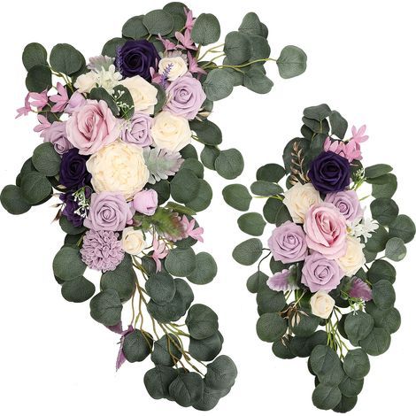 Kit d'arche florale pour mariage 70x50cm 50x25cm, guirlande florale artificielle en soie, décoration intérieure et extérieure violette (1/5)