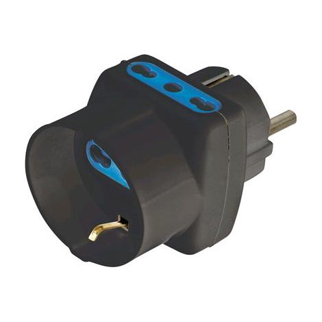 Techly Adattatore Triplo Spina Schuko a Prese Bipasso con Schuko Nero (1/3)