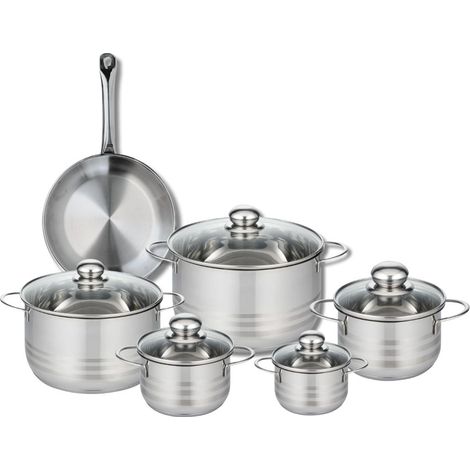 Ensemble de 1 Poêle de cuisson 24 cm et 5 faitouts 12, 14, 16, 20 et 24 cm Elo Profi Brillant (1/5)