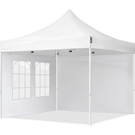 TOOLPORT 3x3 m Pop up Gazebo incl. 2 side panels with steel frame for instant shelter white (1/5)