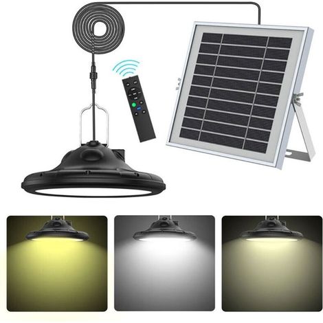 Suspension solaire d'extérieur, éclairage de secours, 12 000 lm, bicolore, avec télécommande, étanche - (1/5)