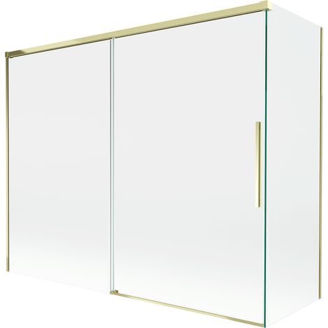 Mexen Rox Duschabtrennung für die Badewanne, 2-flüglig, verschiebbar, 190 + 90 x 150 cm, transparent, gold - 8C9-190-090-50-00