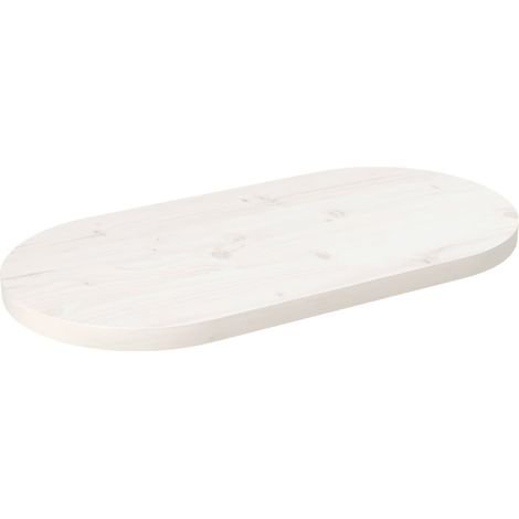 Dessus de table blanc 80x40x2,5 bois de pin massif ovale (1/5)