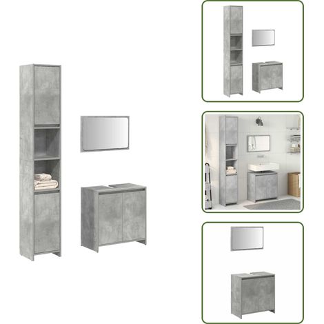 Ensemble de meubles de salle de bain 3 pcs gris béton - Ensemble De Meubles De Salle De Bain - Ensembles De Meubles De Salle De Bain - Armoire De Salle De Bain - Armoire De Rangement De Salle De Bain (1/5)