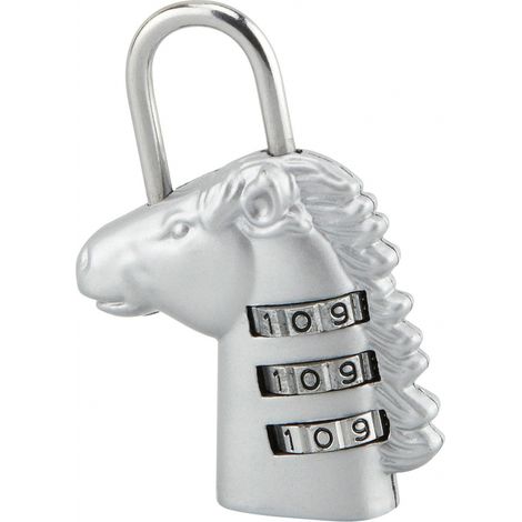 Lucchetto a combinazione Fantasy Horse, 3 cifre, interno, arco in acciaio - THIRARD