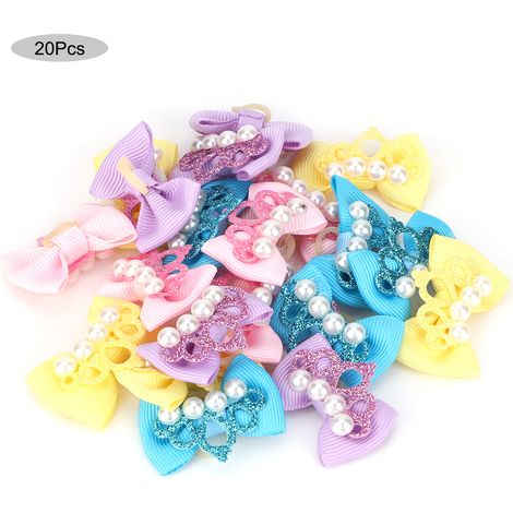 Ruban Élastique Pour Chien - Accessoire De Toilettage Couronne Nœud - Pour Petit Chien Maltese Yorkshire - Lot De 20 Pièces (1/5)