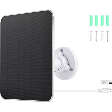 Panneau Solaire pour Caméra de Sécurité, Panneau Solaire USB 5W Compatible avec la caméra de Surveillance DC 5V Rechargeable, Panneau Solaire pour Caméra avec Câble de 3m