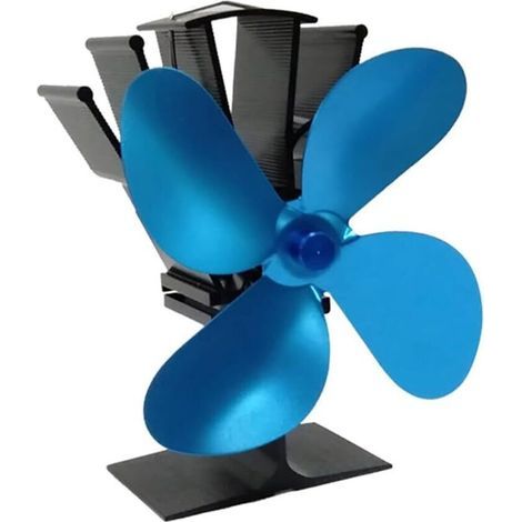 Hot Blast 4-Blatt-Holzofenlüfter, energieeffiziente und umweltfreundliche Heizung (blau) (1/5)