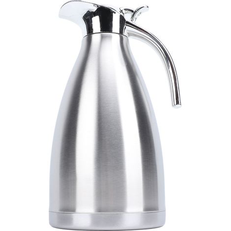 Edelstahl-Thermoskanne, doppelwandige Vakuum-Thermoskanne im europäischen Stil, großes Fassungsvermögen, beheizter Wasserkocher (Vakuummodell aus Edelstahl 304 in Naturfarbe), 2 Liter