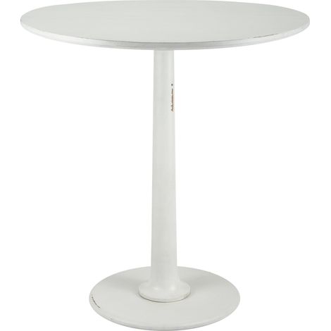 Table d’appoint ronde en bois blanc effet vieilli – Style campagnard, Ø 70 cm 100009182
