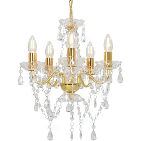 Lustre rond design extravagant avec perles scintillantes 38 x 42 cm en métal doré (1/5)