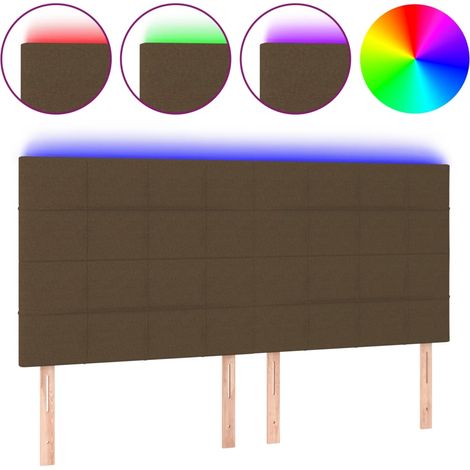 Maison Exclusive - Testiera a LED Marrone scuro 200x5x118/128cm in Tessuto (1/5)