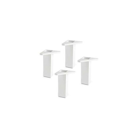 4 pieds de meuble Hauteur : 15 cm - Blanc Vis non incluses Pieds de meuble avec plaque de montage - pour tables, lits, chaises (1/4)