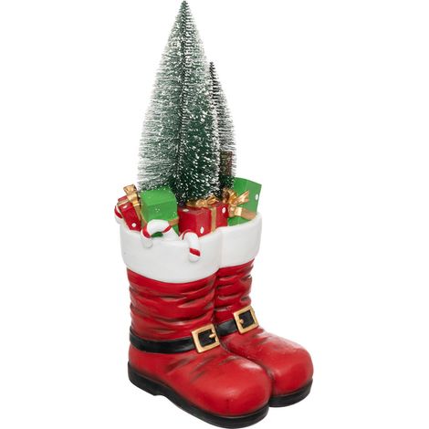 Botte du Père Noël en résine avec déco paquets cadeaux et sapins 24 x 22 x H 55 cm - Feeric Christmas