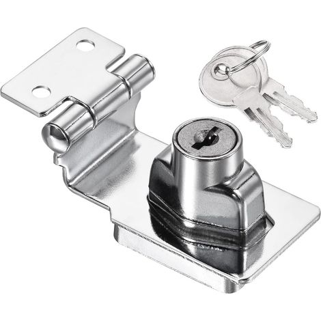 Serrure de porte avec clé identique, bouton rotatif à 90 ° serrure de tiroir loquet porte verrou d'armoire serrure placard verrou de porte boucle de verrou à angle droit, 4 inch