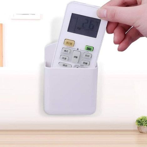 Wall-mounted remote control holders – Set of 4 self-adhesive white boxes, convenient storage for home, office or bedroom