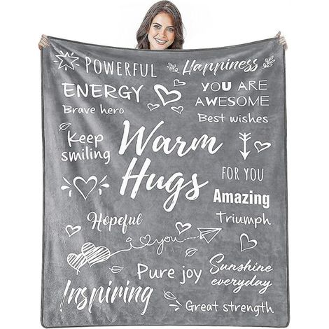 Couverture de jet de flanelle pelucheuse super douce en polaire confortable en peluche grise pour canapé-lit et sieste au bureau, cadeaux de couverture inspirants couvertures chaudes