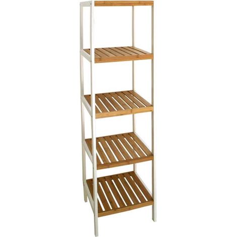 Scaffale Bamboo Bianco 5 ripiani 34x33x140 cm