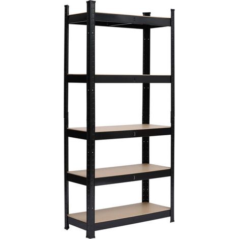 Étagère de garage en métal noir robuste, étagères de rangement sans boulons (1/5)