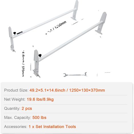Support de Échelle de Toit, Capacité de 500 lbs, Ajustable pour Vans de Grande Taille, 500 lbs (1/2)