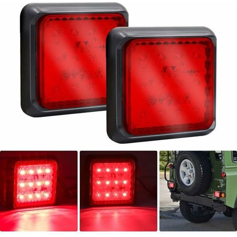 Feux arrière LED remorque carrés -HAWUJ- 2x 24V blanc/rouge - pour camion, remorque, caravane, tracteur (1/3)