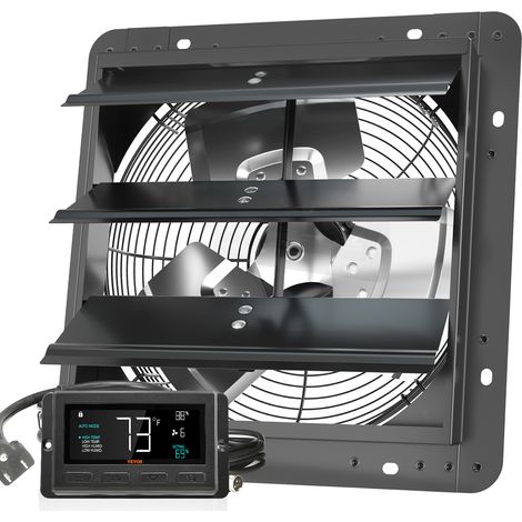 Mophorn 305 mm Abluftventilator mit Jalousie, EC-Motor 904 CFM, Wandmontage mit variabler Geschwindigkeit mit Temperatur- und Feuchtigkeitsregler, Belüftung für Gewächshäuser, Garagen, Schuppen