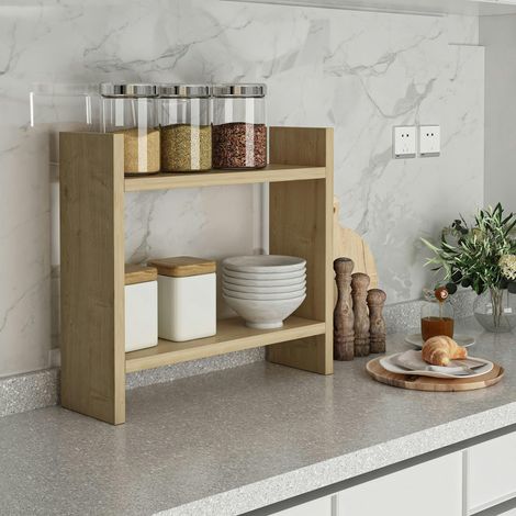 Etagère cuisine à poser effet chêne clair - 2 niveaux MARFA (1/5)