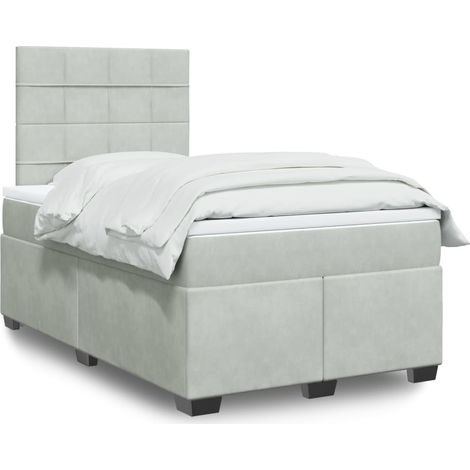 vidaXL Giroletto a Molle con Materasso Grigio Chiaro 120x190cm Velluto (1/5)