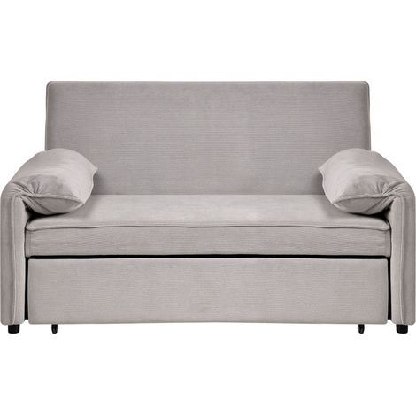 Sofa Bed Grey Fabric with Fold Out Sleeping Function Minimalist Sofa HORMA (1/5)