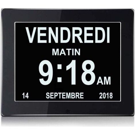 LCD Digital Clock Calendar, Digital Clock Day Clock Large Screen Alarm Clock Wall Clock Alzheimer's Clock for Parents