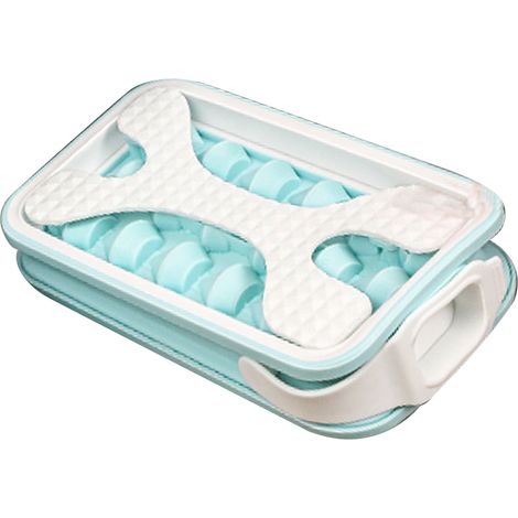 Moule à glaçons maison, bac à glaçons portable en silicone avec couvercle, bleu ciel, compatible avec les aliments (1/5)