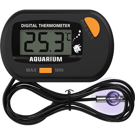 Thermomètre Aquarium avec sonde et ventouse, Thermomètre d'aquarium numérique LCD de température de l'eau pour aquarium(Noir-1 pièce) (1/5)
