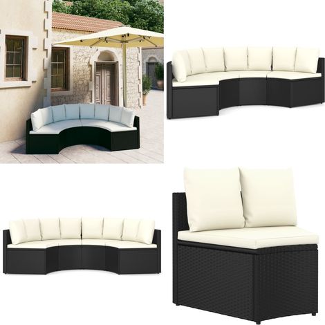 4-tlg. Garten-Sofagarnitur mit Auflagen Poly Rattan Schwarz - Gartenlounge Set - Loungemöbel - Rattan Möbel - Outdoor Furniture - Poolside Möbeln - Home & Living (1/5)