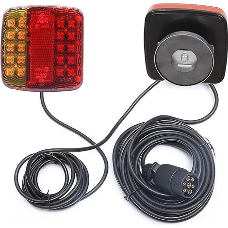 Feux Arrière Remorque LED 12V avec Magnétique Marque E,Feu Remorque Led Kit avec Câble7,5m avec Connecteur Mâle Prise 7 Broches Etanche Feu Arriere pour Remorque Caravane Véhicules Agricole (1/5)