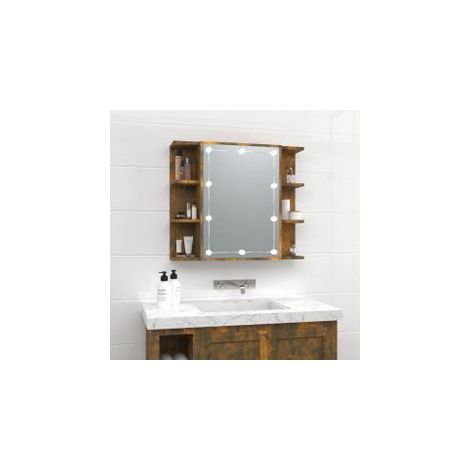Armoire à miroir avec LED Chêne fumé 70x16,5x60 (1/5)