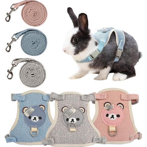 Set mit 3 verstellbaren Leinen (120 cm) für Zwergkaninchen und Katzen (1–3 kg) – Spazierzubehör (1/5)