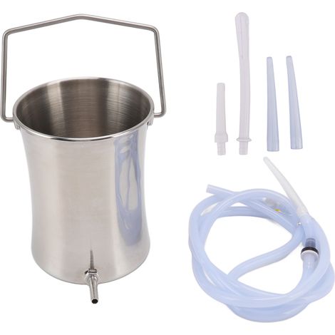 Enema Bucket Kit 2L Stainless Steel Bucket 4pcs Nozzle 2m Hose Kit for Detoxification Constipation