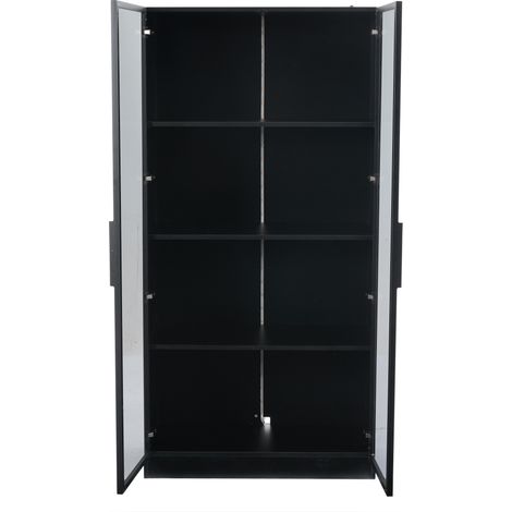 Vetrina in vetro con LED APP, armadio alto a 2 ante, 80 x 40 x 160 cm, nero (1/5)