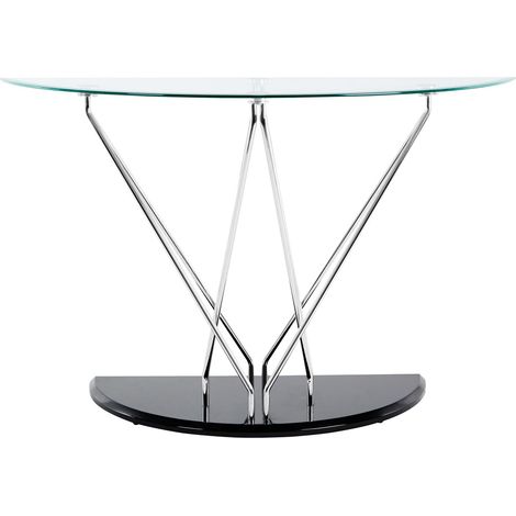 Interiors by Premier Modern Half Moon Console Table, Contemporary Chrome and Glass Console Table, Half Circle Console Table