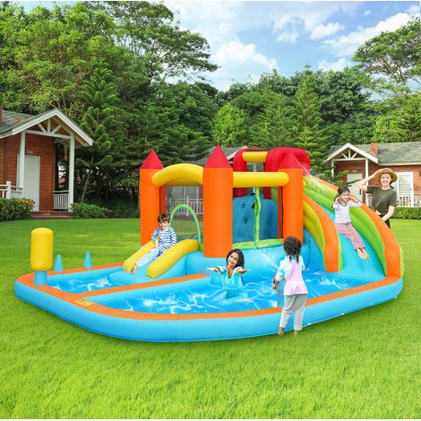 Castillo hinchable acuático multifunción 460 x 343 x 190 cm con soplador HAVRYA (1/5)