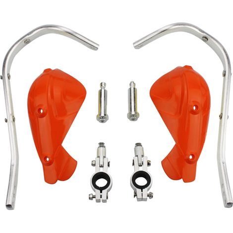 Protège-mains Moto Tout-Terrain & Vélo Électrique 7/8" - Orange, Kit avec Tige de Rechange en Aluminium, Protection Mains et Poignets-x