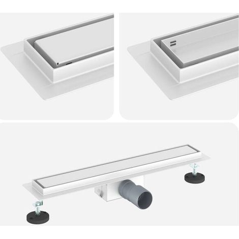 Bonde de douche argentée 2 en 1, 50 cm, acier inoxydable 304