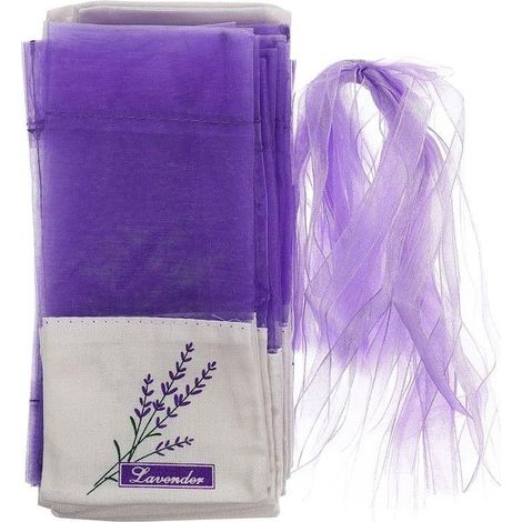 Lot de 50 sachets parfumés vides, sachets en organza, sachets cadeaux, sachets parfumés avec broderie lavande, cordon de serrage (1/5)