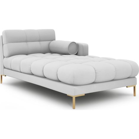 Méridienne droite en tissu structurel gris clair (1/4)