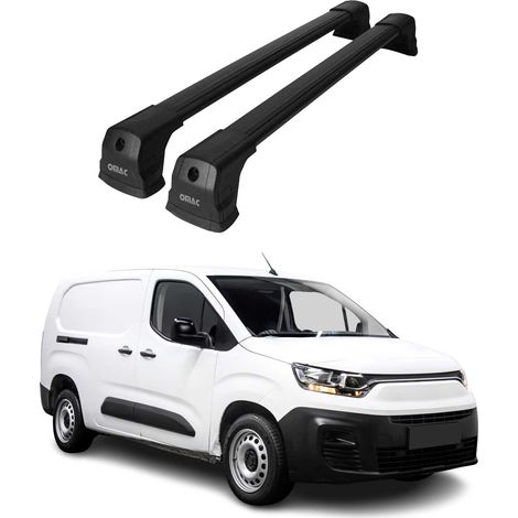 OMAC Dachträger Querträger kompatibel mit Fiat Doblo III 2022-2026 – 2 Stangen – Abschließbar – Aluminium Schwarz (1/5)