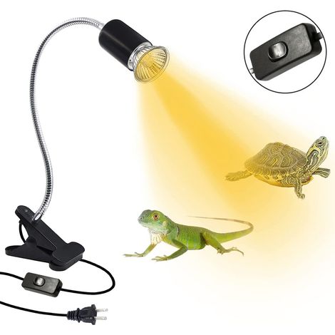 Lampe chauffante pour reptiles et tortues, lampe de table chauffante pivotante à 360° avec pince en céramique flexible et variateur, idéale pour aquarium et lézards. (1/4)