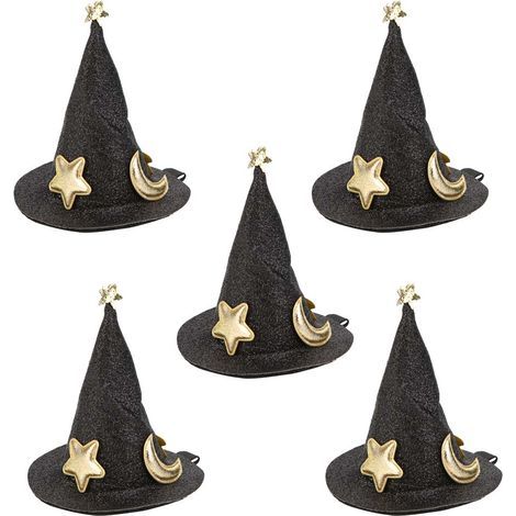 Mini Witch Hat Hairpins, 5 Pieces, Cute Clips, Halloween Decoration, New Year, Christmas, Children's Holidays (1/5)