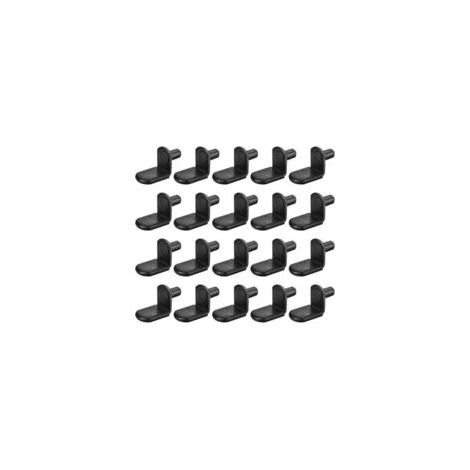 Paquete de 25 soportes para estantes en forma de L de 6 mm con fundas de goma para estantes de muebles, color negro - Crezuo