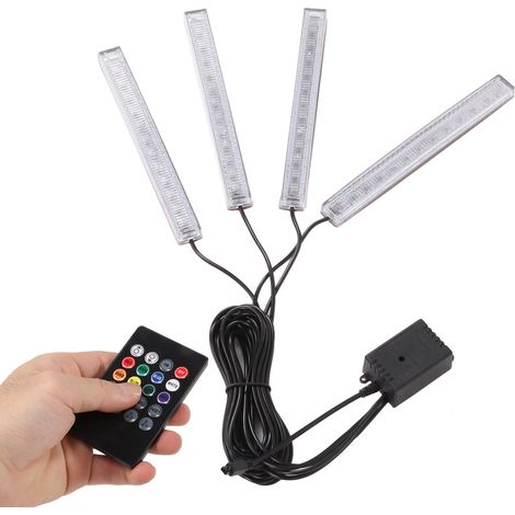 Éclairage d'ambiance intérieur pour voiture, microphone multifonction à 4 lignes, lumières colorées universelles pour voiture avec éclairage LED solaire (1/5)